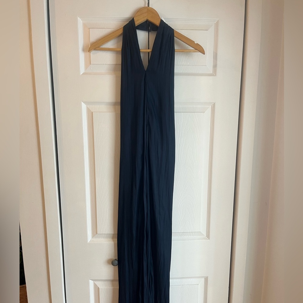 Crinkled Halter Satin Maxi Dress - Picture 2 of 9